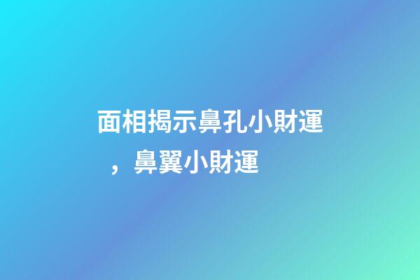 面相揭示鼻孔小財運，鼻翼小財運